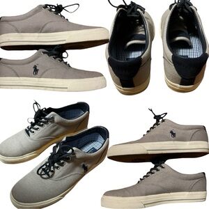 Polo by ralph lauren vaughn canvas sneakers mens 8.5D pony logo gray blue white